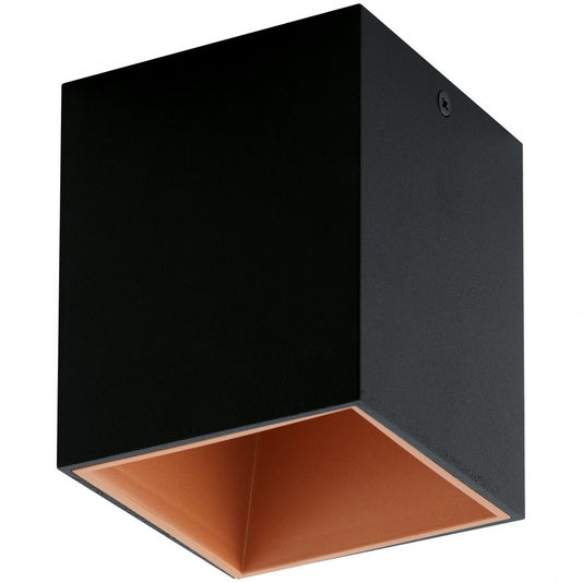 Eglo Polasso Plafoniera patrata, 1x3.3W, negru/cupru