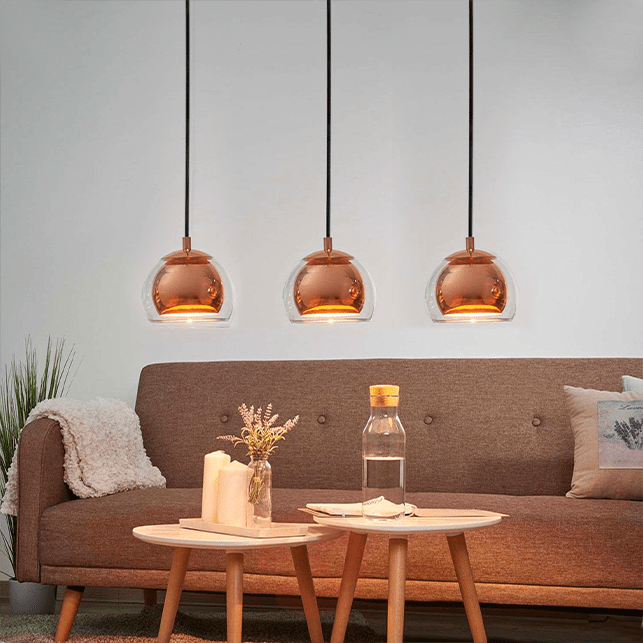 Eglo Rocamar Pendul 3x40W, cupru/transparent