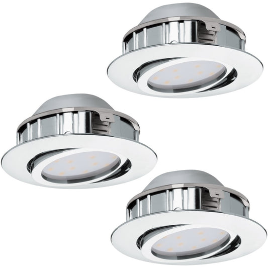 Eglo Pineda Set 3 spoturi incastrate rotunde 3x6W, orientabile, crom
