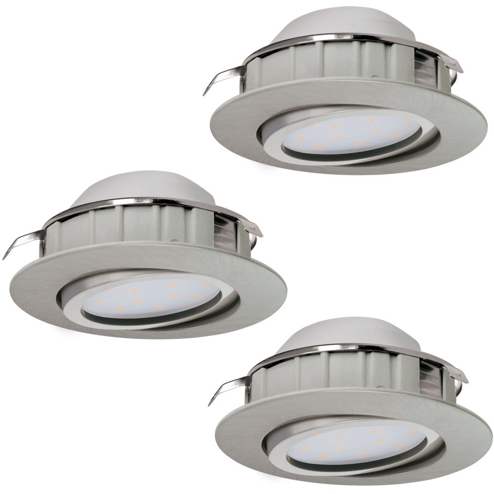 Eglo Pineda Set 3 spoturi incastrate rotunde 3x6W, orientabile, nichel mat