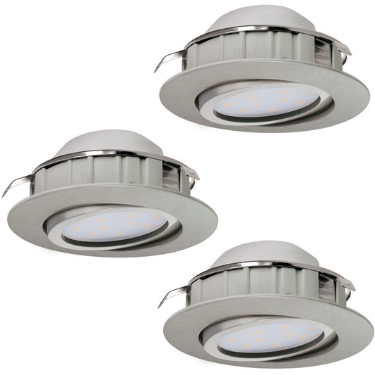 Eglo Pineda Set 3 spoturi incastrate rotunde 3x6W, orientabile, nichel mat