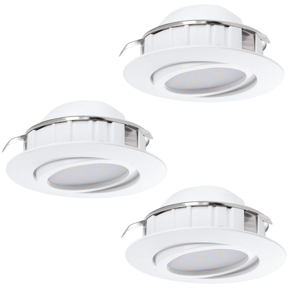 Eglo Pineda Set 3 spoturi incastrate rotunde 3x6W, orientabile, lumina reglabila, alb