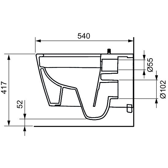 Vas WC suspendat Tece Neo Rimless 37x54 cm evacuare orizontala