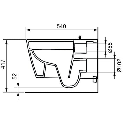 Vas WC suspendat Tece Neo Rimless 37x54 cm evacuare orizontala