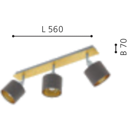 Eglo Valbiano Plafoniera cu 3 spoturi 3x10W, gri inchis/auriu