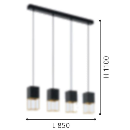 Eglo Montebaldo Pendul 4x5W, negru/auriu