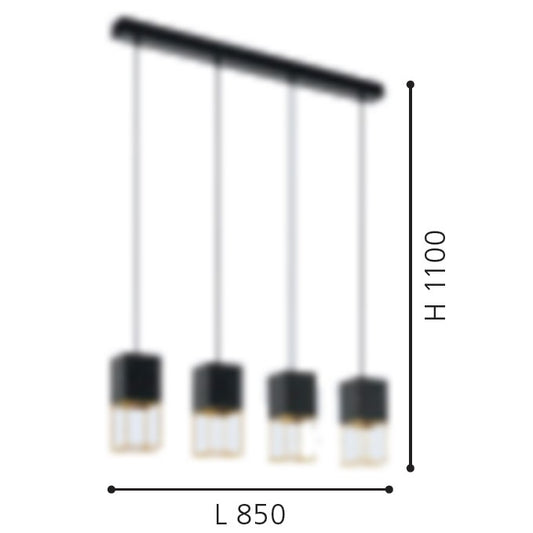 Eglo Montebaldo Pendul 4x5W, negru/auriu