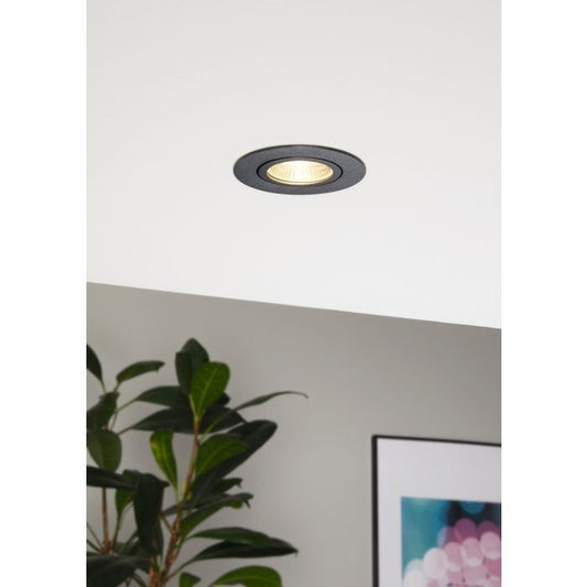 Eglo Saliceto Spot incastrat rotund 1x6W, orientabil, negru