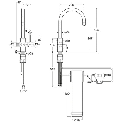 Desen tehnic Roca A5A8B3GNB0 technical drawing