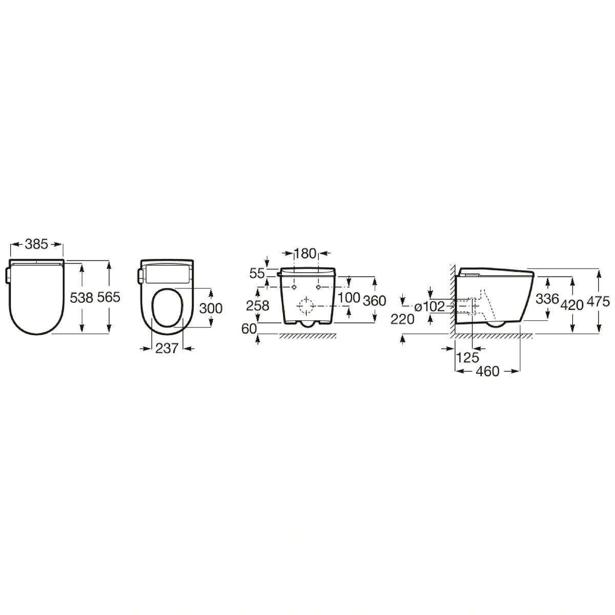 Desen tehnic Roca A80336NS0H technical drawing