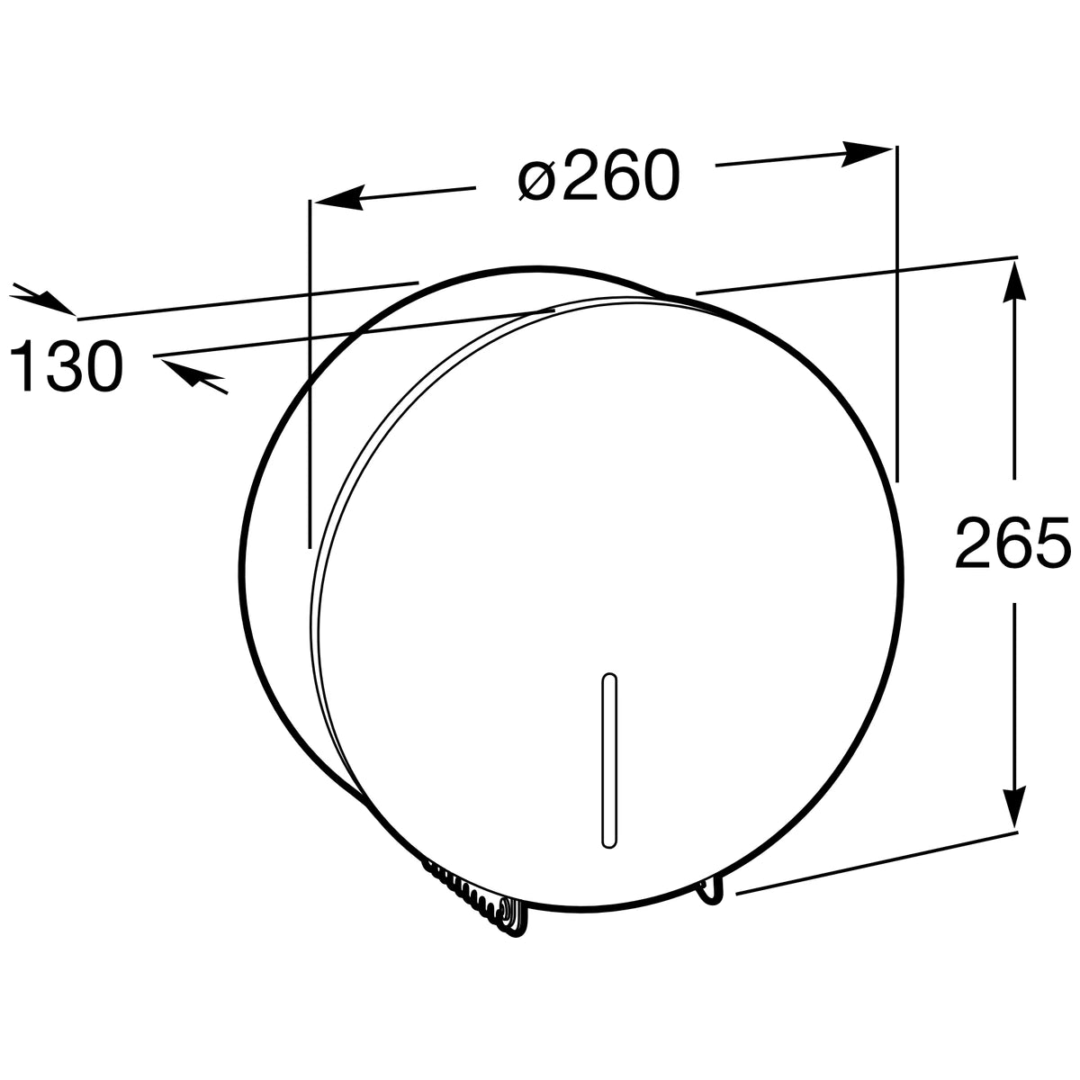 Dispenser hartie igienica Roca Public 26 cm - schema tehnica