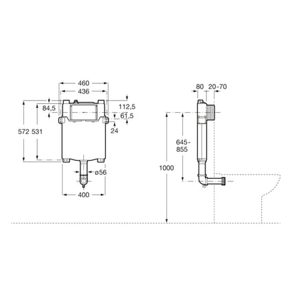 Roca Duplo One Compact Rezervor incastrat 8 cm grosime, pentru WC pe pardoseala