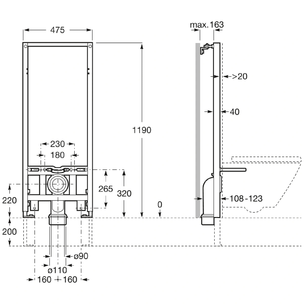 Desen tehnic Roca A890078100 technical drawing