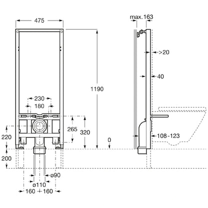 Desen tehnic Roca A890078100 technical drawing