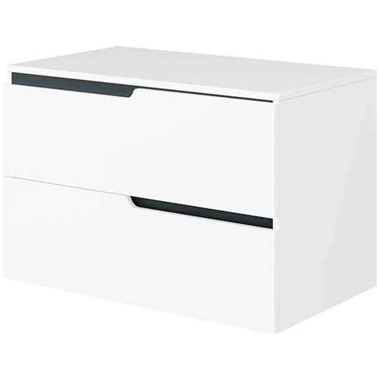 Fluminia Bari Masca lavoar baie suspendata cu 2 sertare 80x46xH51 cm, alb mat, cu blat