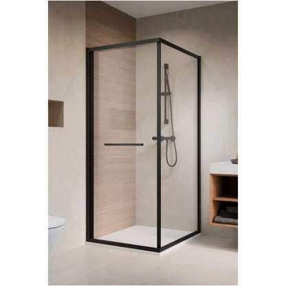 Cabina dus patrata cu usa glisanta Radaway Alienta Black SD I 80x80 cm, profil negru