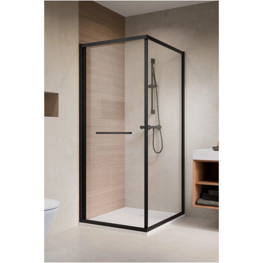 Cabina dus patrata cu usa glisanta Radaway Alienta Black SD I 80x80 cm, profil negru