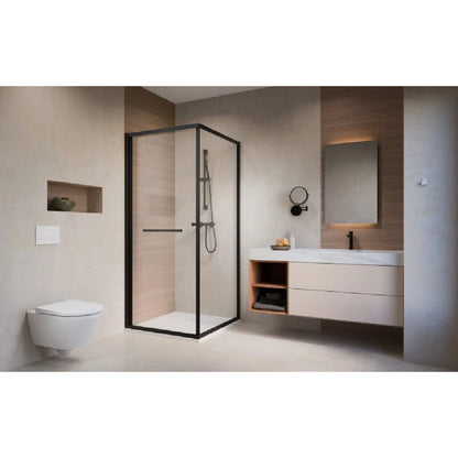 Cabina dus patrata cu usa glisanta Radaway Alienta Black SD I 80x80 cm, profil negru