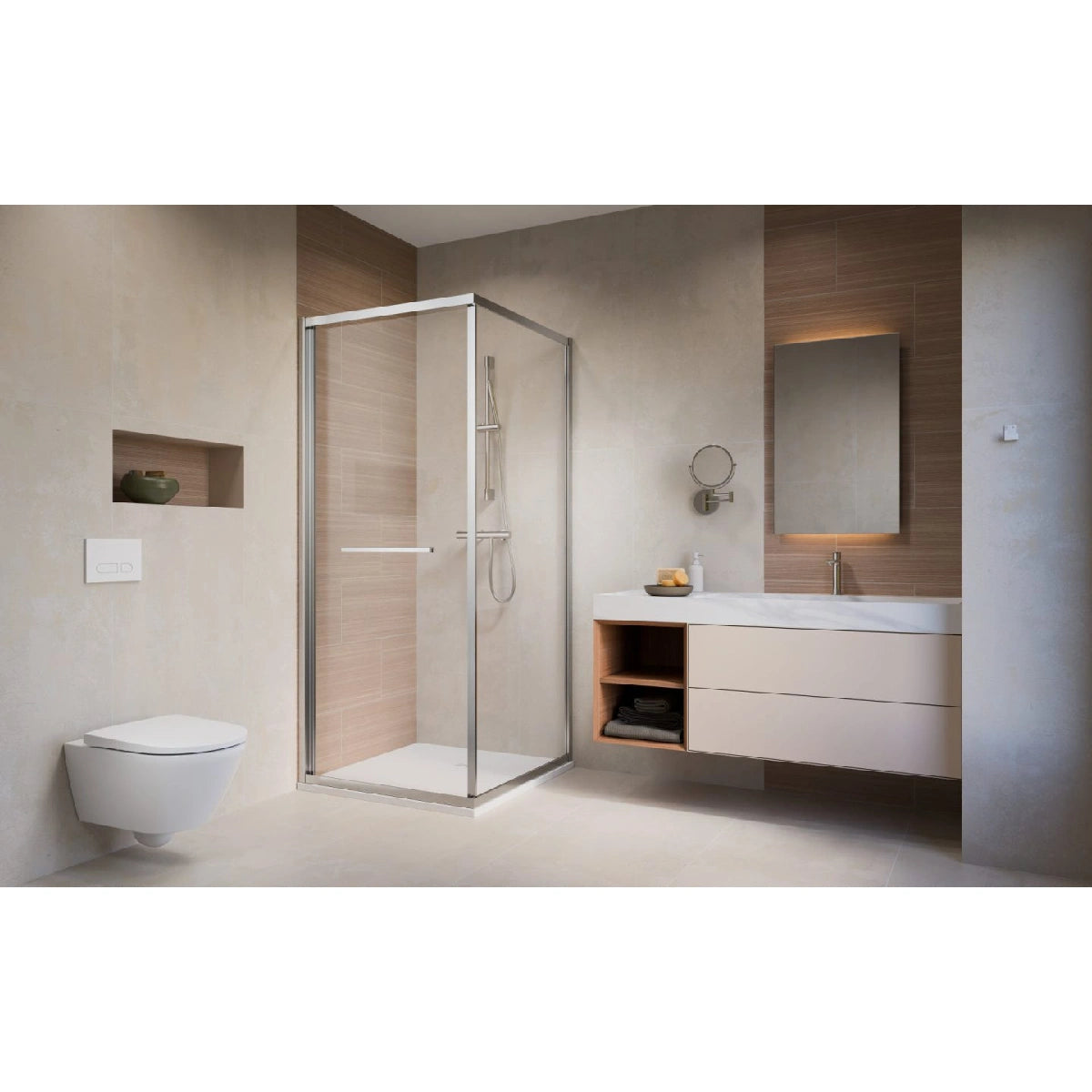 Cabina dus patrata cu usa glisanta Radaway Alienta SD I 90x90 cm, profil crom