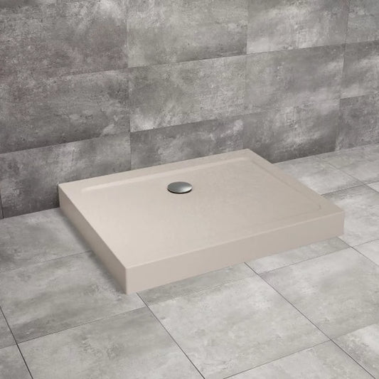 Cadita dus dreptunghiulara Radaway Doros D Compact Stone 100x90 cm, bej cashmere (acril aspect piatra)