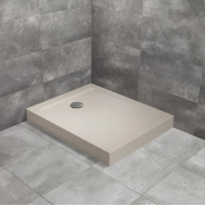 Cadita dus dreptunghiulara Radaway Doros F Compact Stone 90x70 cm, bej cashmere (acril aspect piatra)