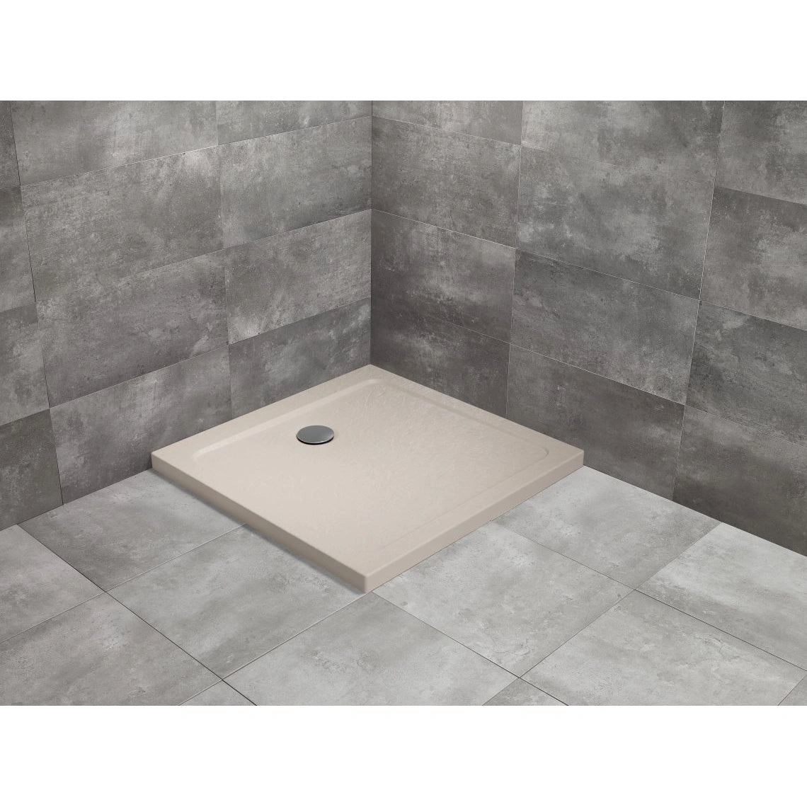 Cadita dus patrata Radaway Doros C Stone 90x90 cm, bej cashmere (acril aspect piatra)