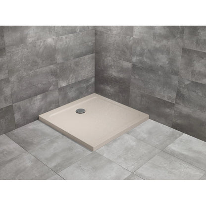 Cadita dus patrata Radaway Doros C Stone 90x90 cm, bej cashmere (acril aspect piatra)