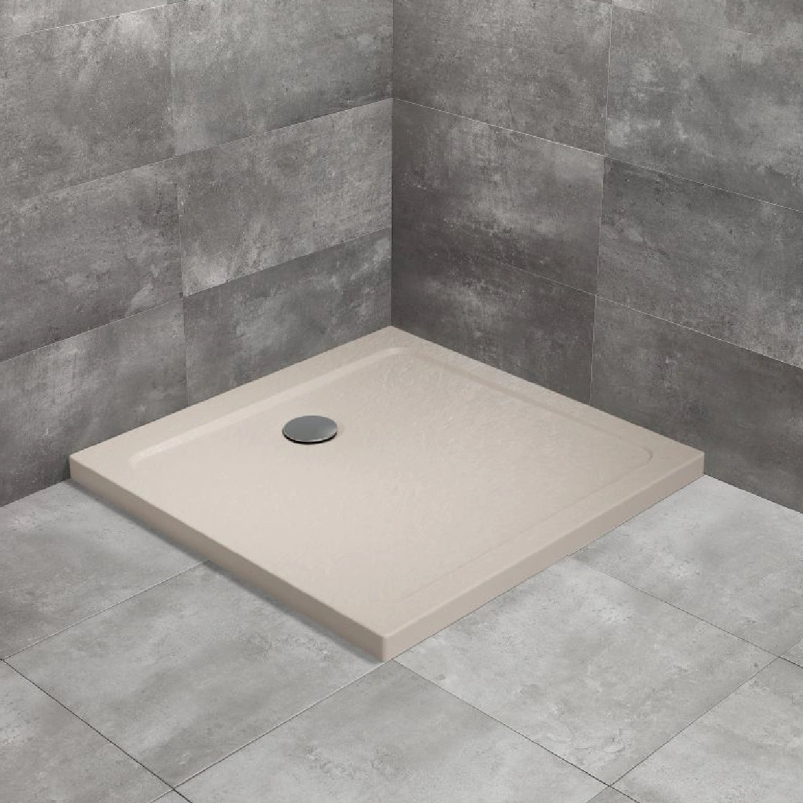 Cadita dus patrata Radaway Doros C Stone 90x90 cm, bej cashmere (acril aspect piatra)