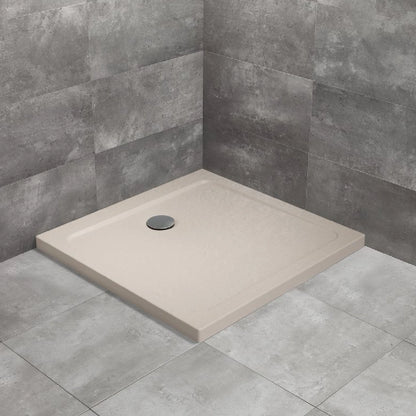 Cadita dus patrata Radaway Doros C Stone 90x90 cm, bej cashmere (acril aspect piatra)