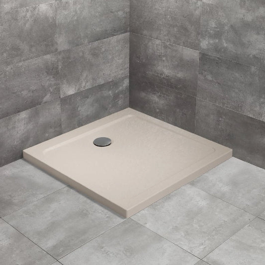 Cadita dus patrata Radaway Doros C Stone 90x90 cm, bej cashmere (acril aspect piatra)