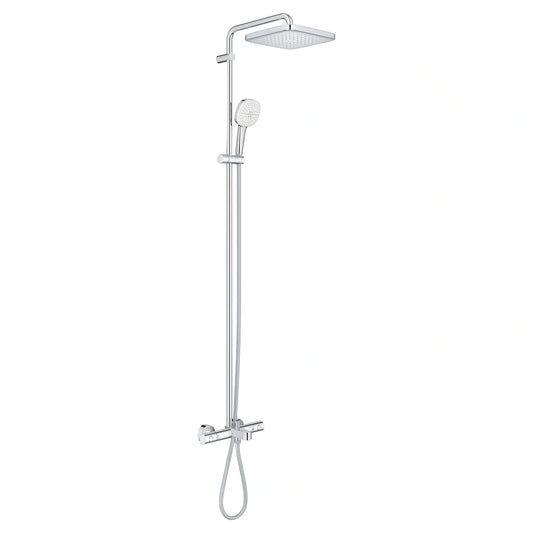 Coloana dus cu baterie si termostat Grohe Tempesta Cosmopolitan System 250 Cube cu pipa cada