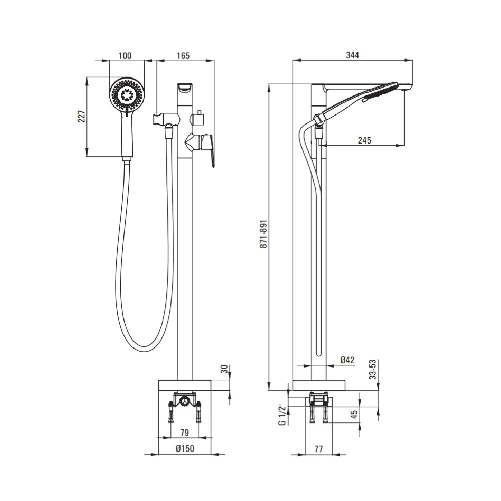 Deante Arnika Baterie cada freestanding, auriu periat