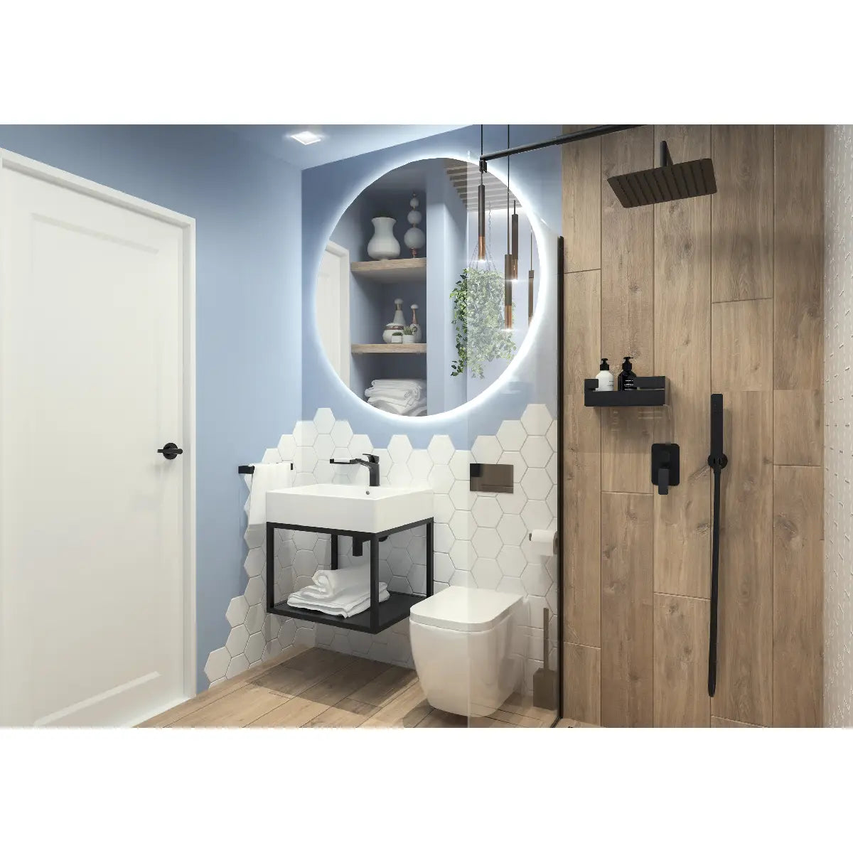 Deante Masca lavoar baie suspendata din otel 60x50xH41 cm, negru mat