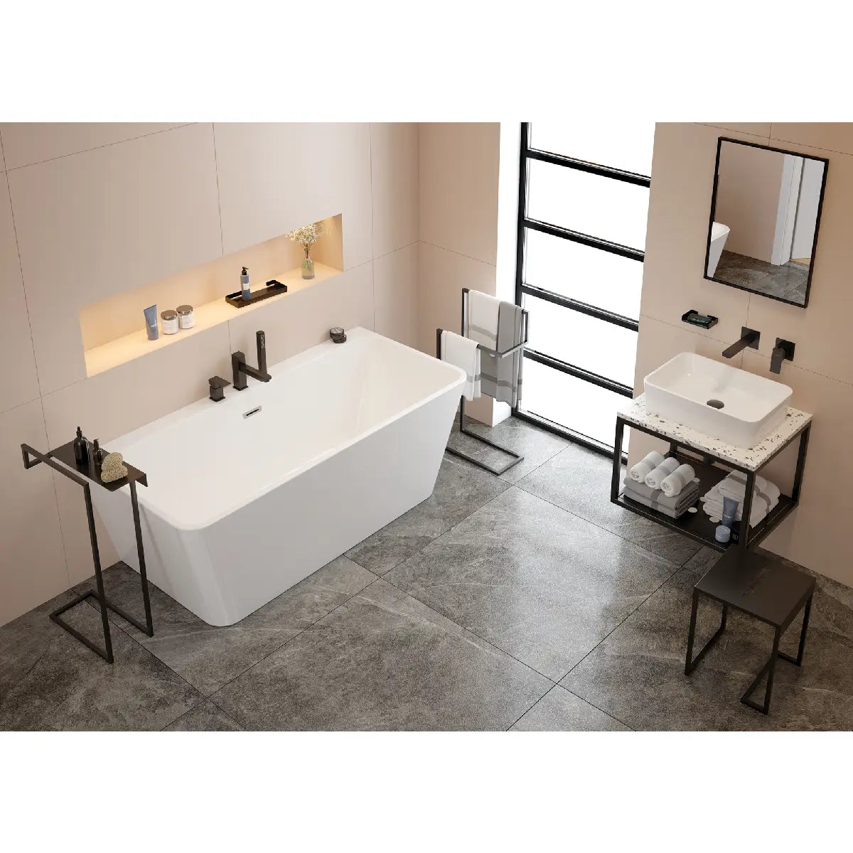 Deante Masca lavoar baie suspendata din otel 60x50xH41 cm, negru mat
