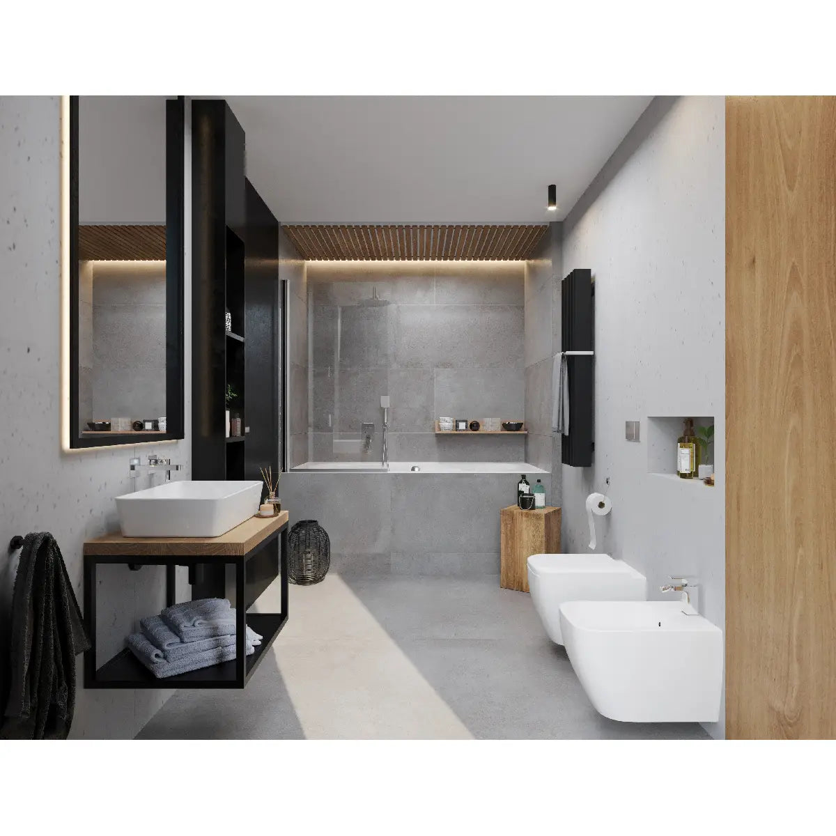 Deante Masca lavoar baie suspendata din otel 60x50xH41 cm, negru mat
