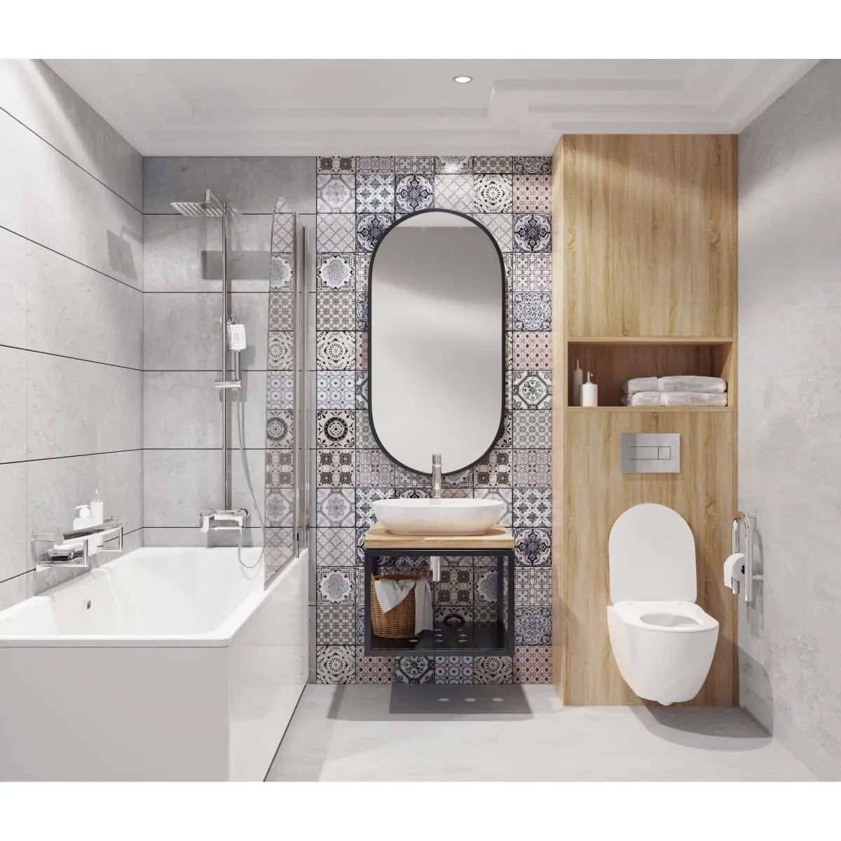 Deante Masca lavoar baie suspendata din otel 60x50xH41 cm, negru mat