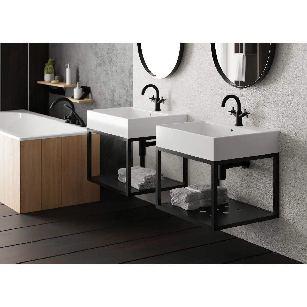 Deante Masca lavoar baie suspendata din otel 50x50xH41 cm, negru mat