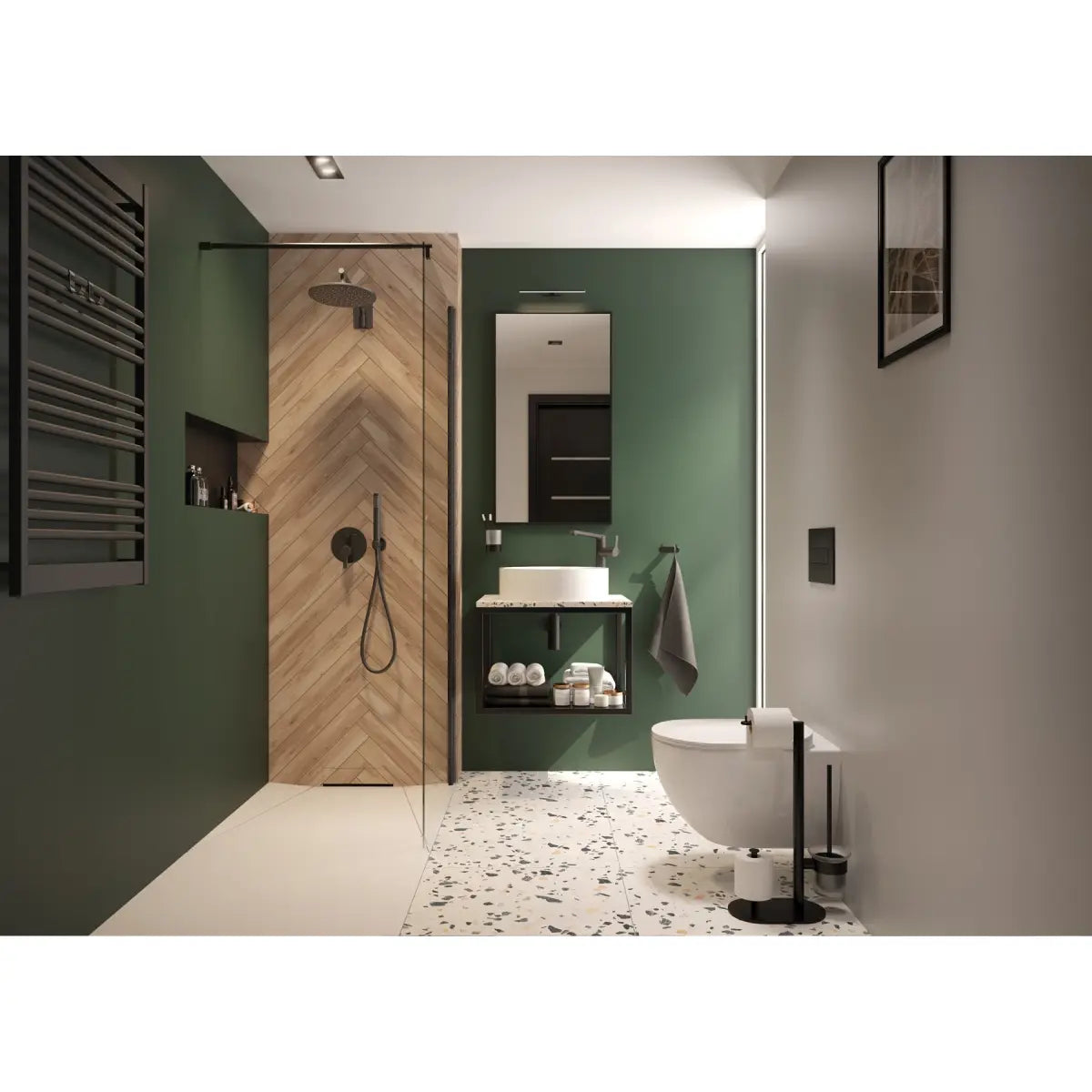 Deante Masca lavoar baie suspendata din otel 60x50xH41 cm, negru mat