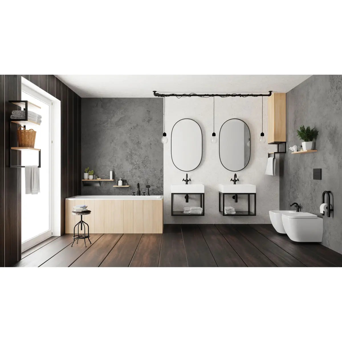 Deante Masca lavoar baie suspendata din otel 60x50xH41 cm, negru mat