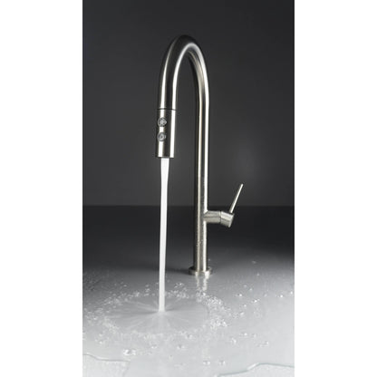 Deante Olfato Baterie chiuveta bucatarie monocomanda cu dus extractibil 2 functii, inox periat