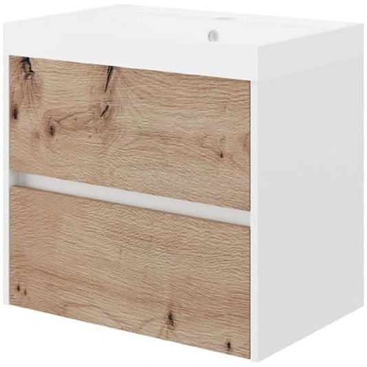 Set mobilier baie (masca cu 2 sertare si lavoar) Fluminia Fiori 60x40xH53 cm, maro (rovere naturale)