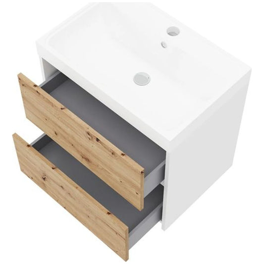 Set mobilier baie (masca cu 2 sertare si lavoar) Fluminia Fiori 60x40xH53 cm, maro (rovere naturale)