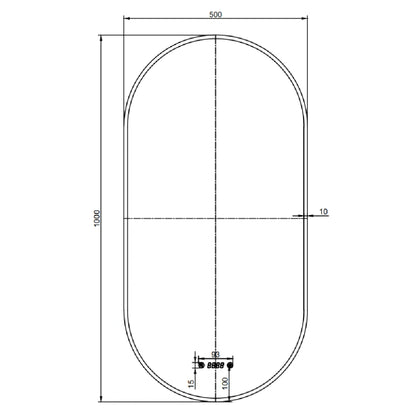 Fluminia Canaria Oglinda cu iluminare LED, dezaburire si ceas 50xH100 cm, rama neagra mat