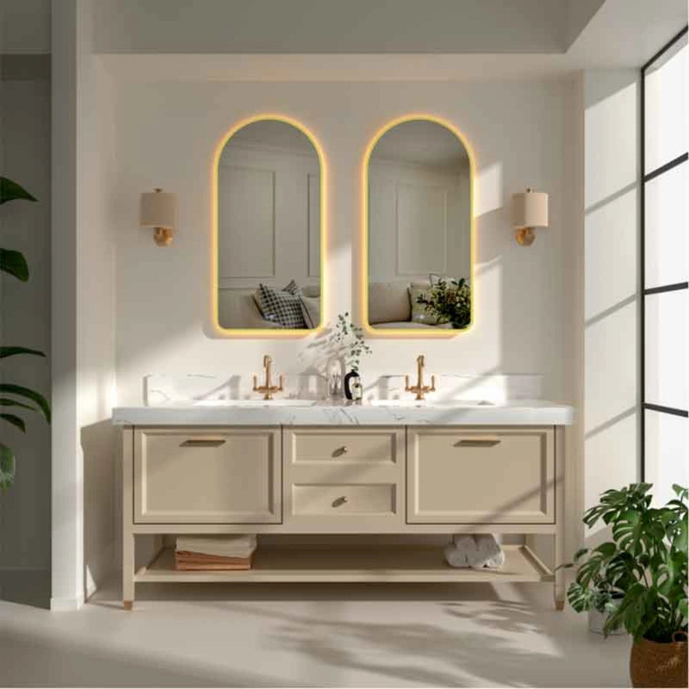 Fluminia Gaudi Oglinda cu iluminare LED si dezaburire 50xH100 cm, rama aurie