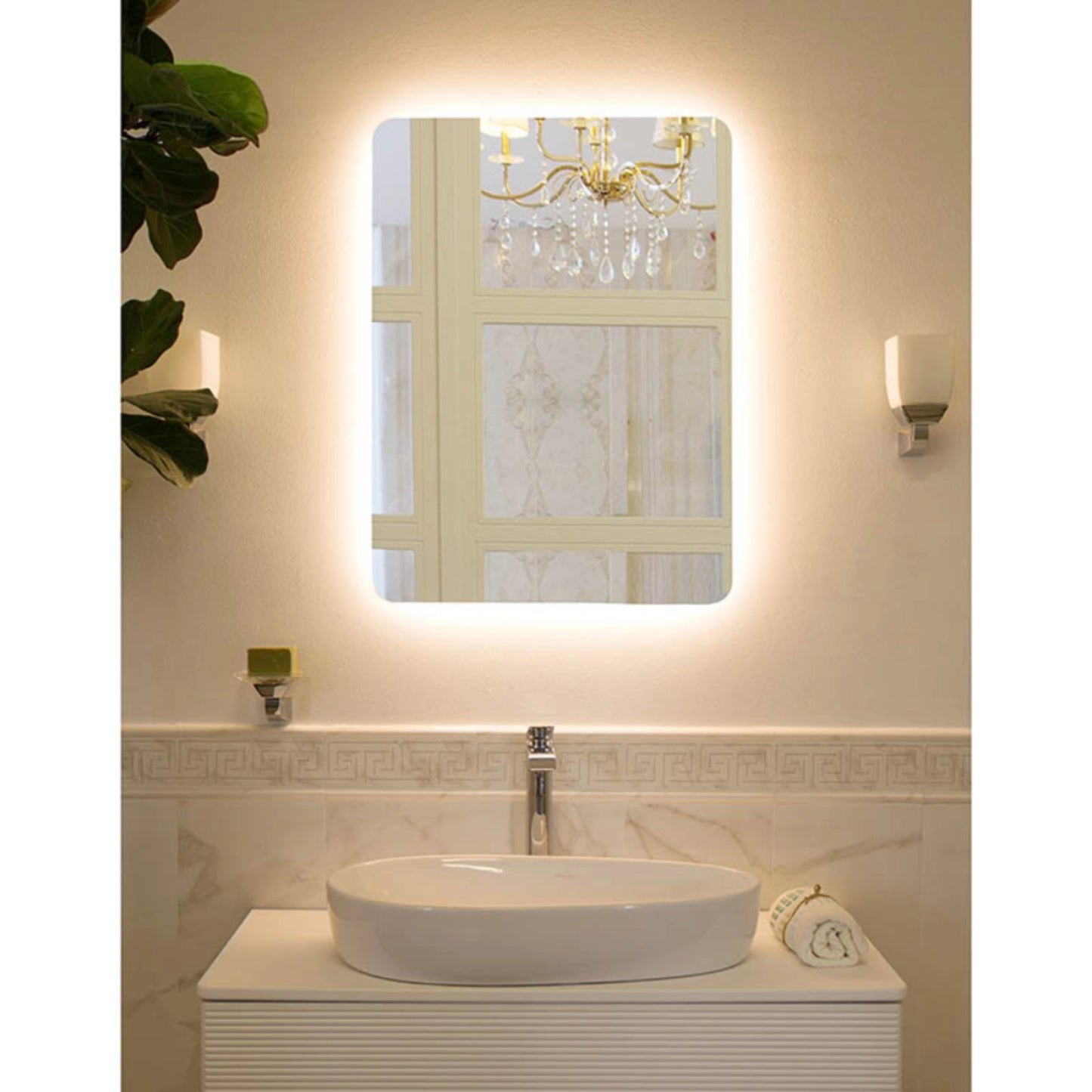 Fluminia Verona Oglinda cu iluminare LED 3 culori si dezaburirre 60xH80 cm