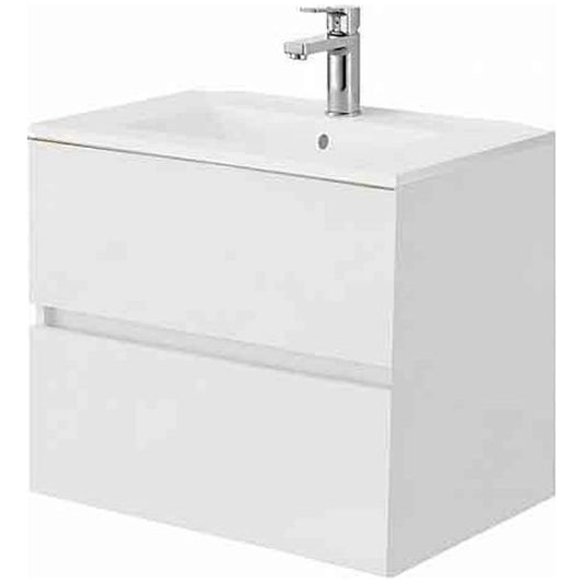 Fluminia Genova Masca lavoar baie suspendata cu 2 sertare 60x46xH50 cm, alb lucios, front neted