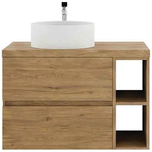 Fluminia Genova Masca lavoar baie suspendata cu 2 sertare 60x46xH50 cm, maro (rovere naturale), front neted