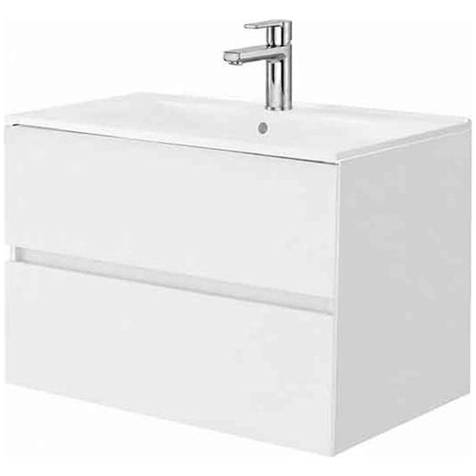 Fluminia Genova Masca lavoar baie suspendata cu 2 sertare 80x46xH50 cm, alb lucios, front neted