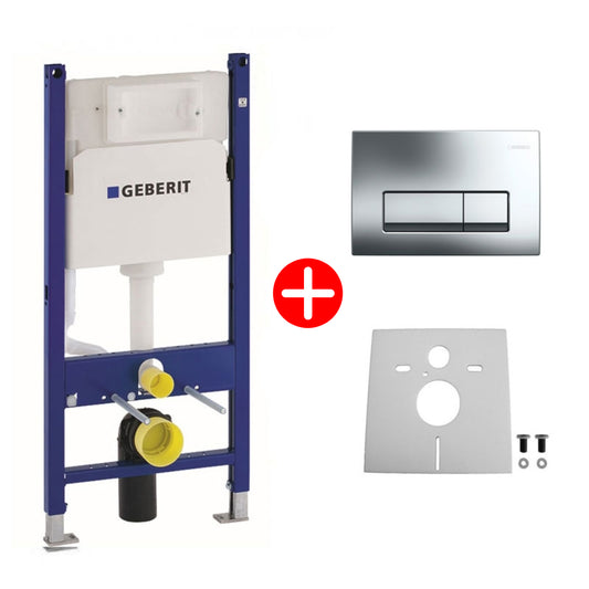 Geberit Duofix Delta 51 UP100 Set rezervor WC incastrat cu cadru si clapeta de actionare, crom lucios