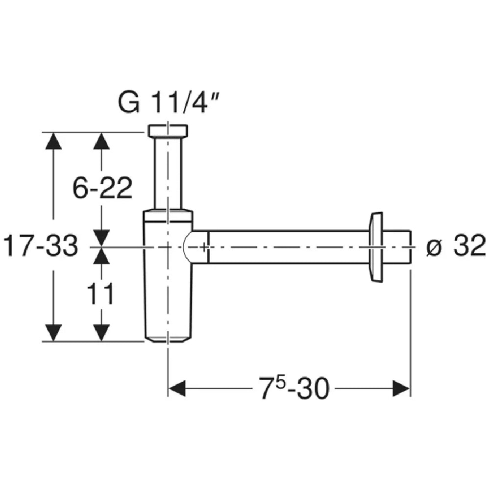 Geberit Sifon estetic pentru lavoar Ø32 mm, crom lucios